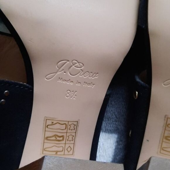 J.Crew Stella 3.5 Inch Block Heel Black Suede Leather Strappy Sandal Size 8.5 - Picture 11 of 16